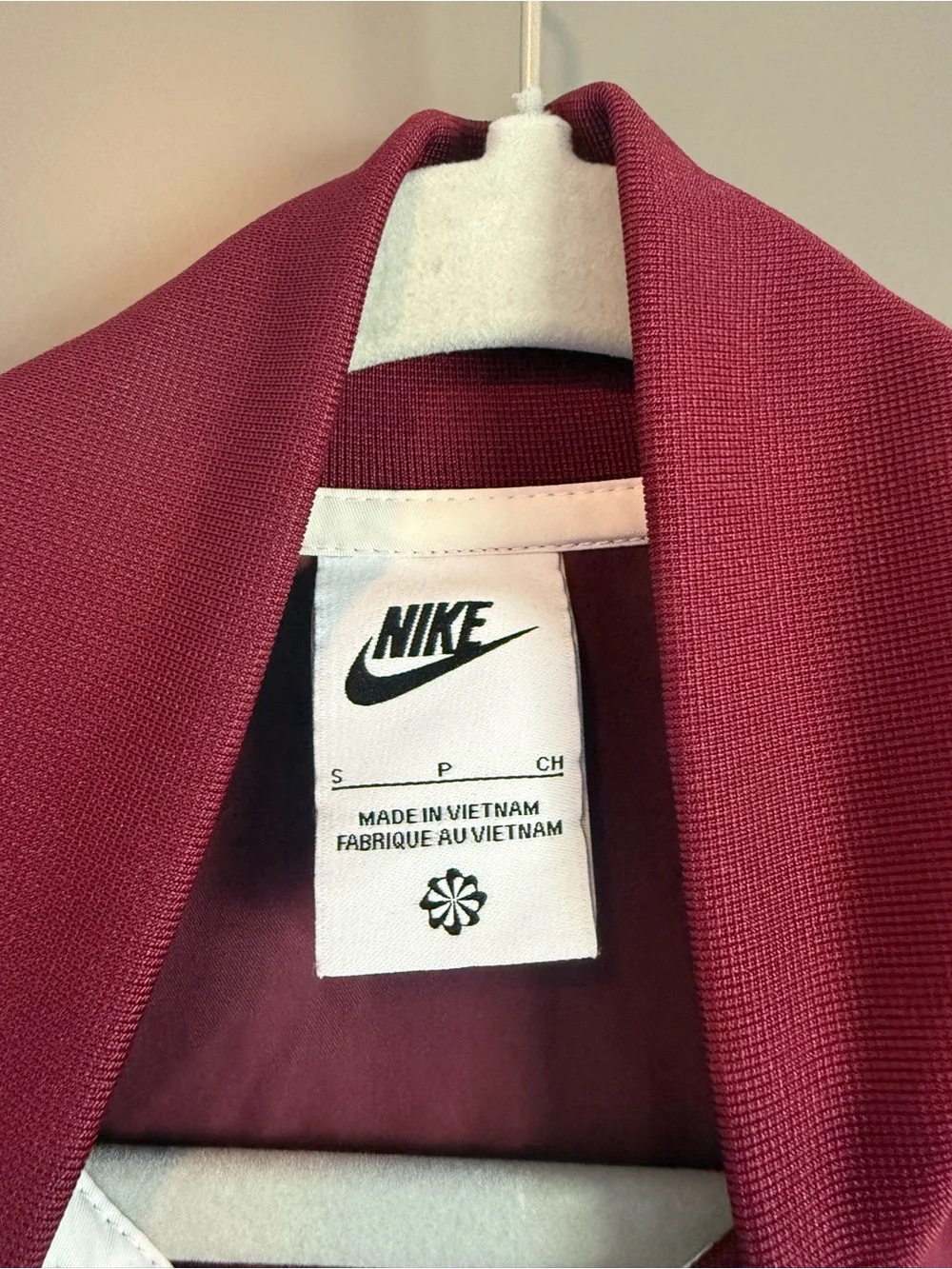 Nike Women's Retro Letterman Snap Varsity Jacket Maroon & White Size Small